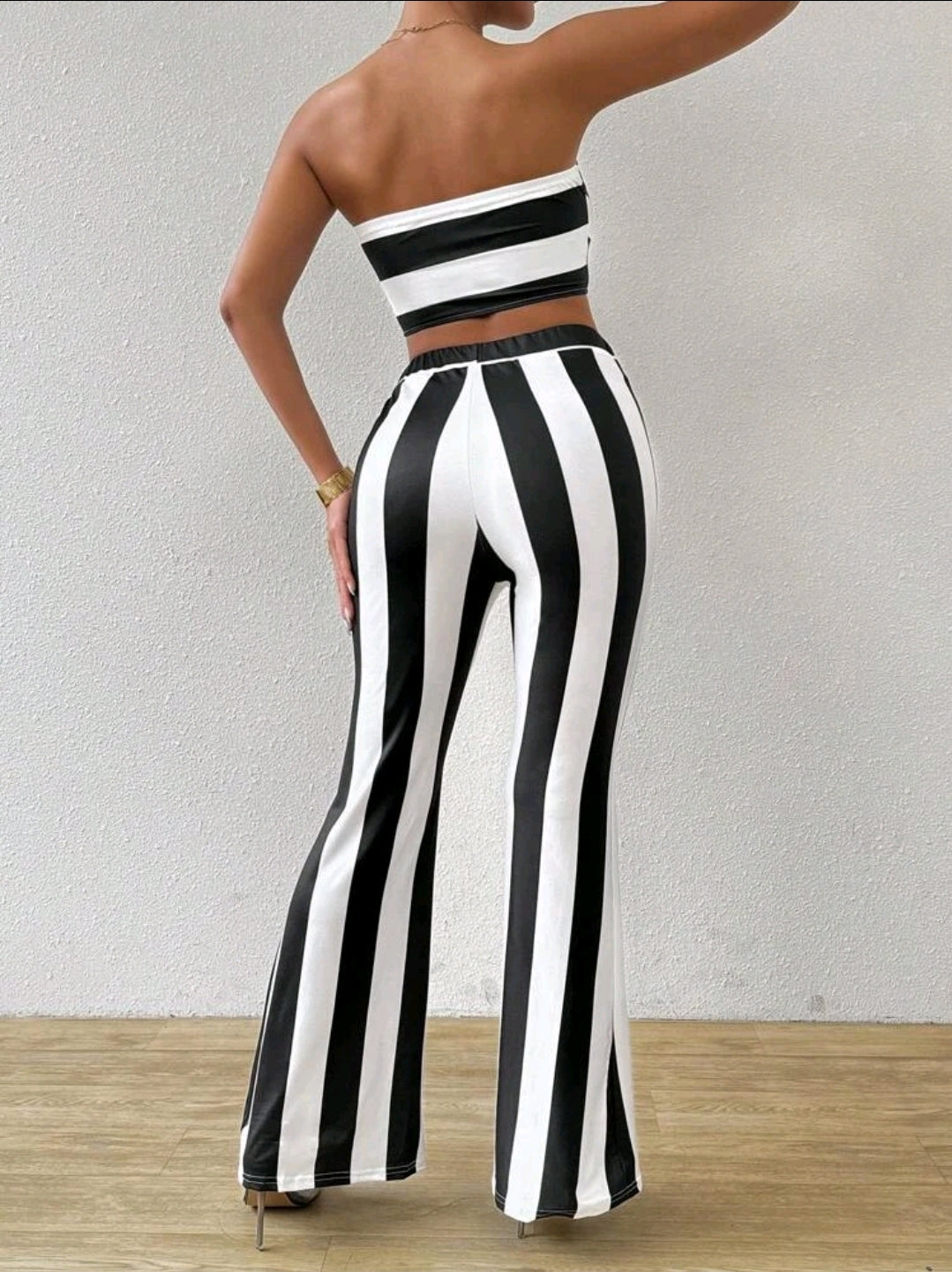 Summer Casual Striped Crop Sleeveless Top And Bottoms