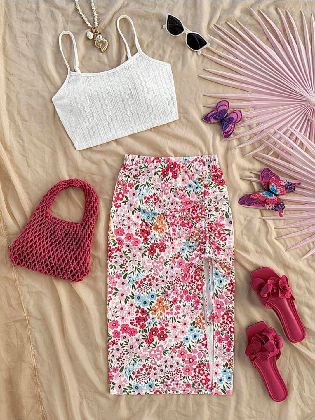 Crop Top And Long Skirt Co Ord Set