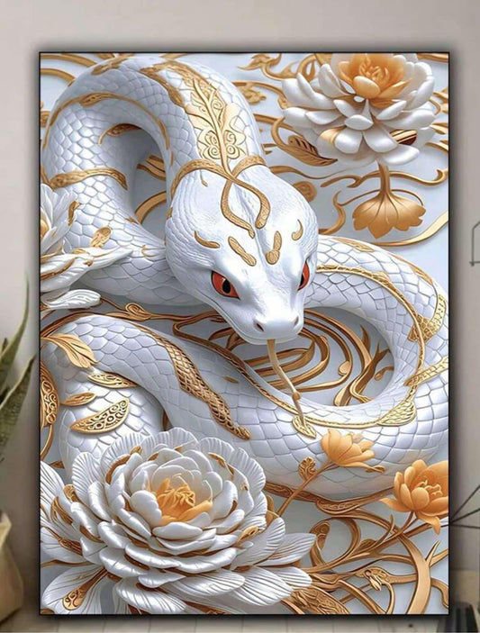 White and Gold Snake Diamond Painting