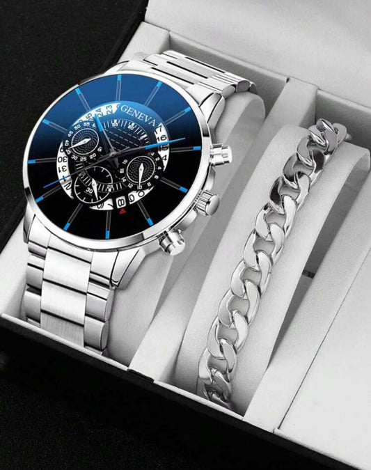 Mens Watch and Bracelet Set