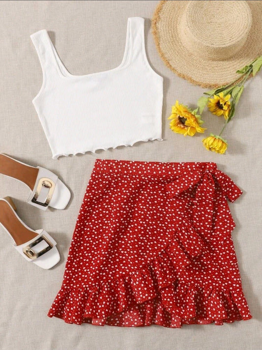 Top and Wrap Side Skirt Co Ord