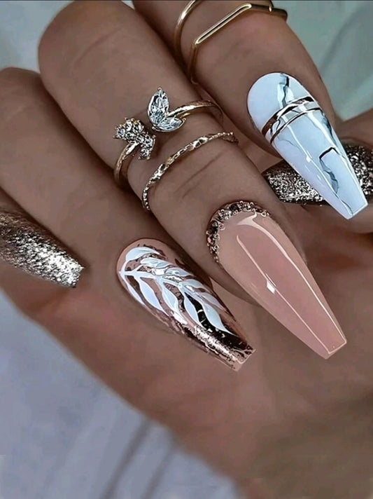 White Leaf Nails