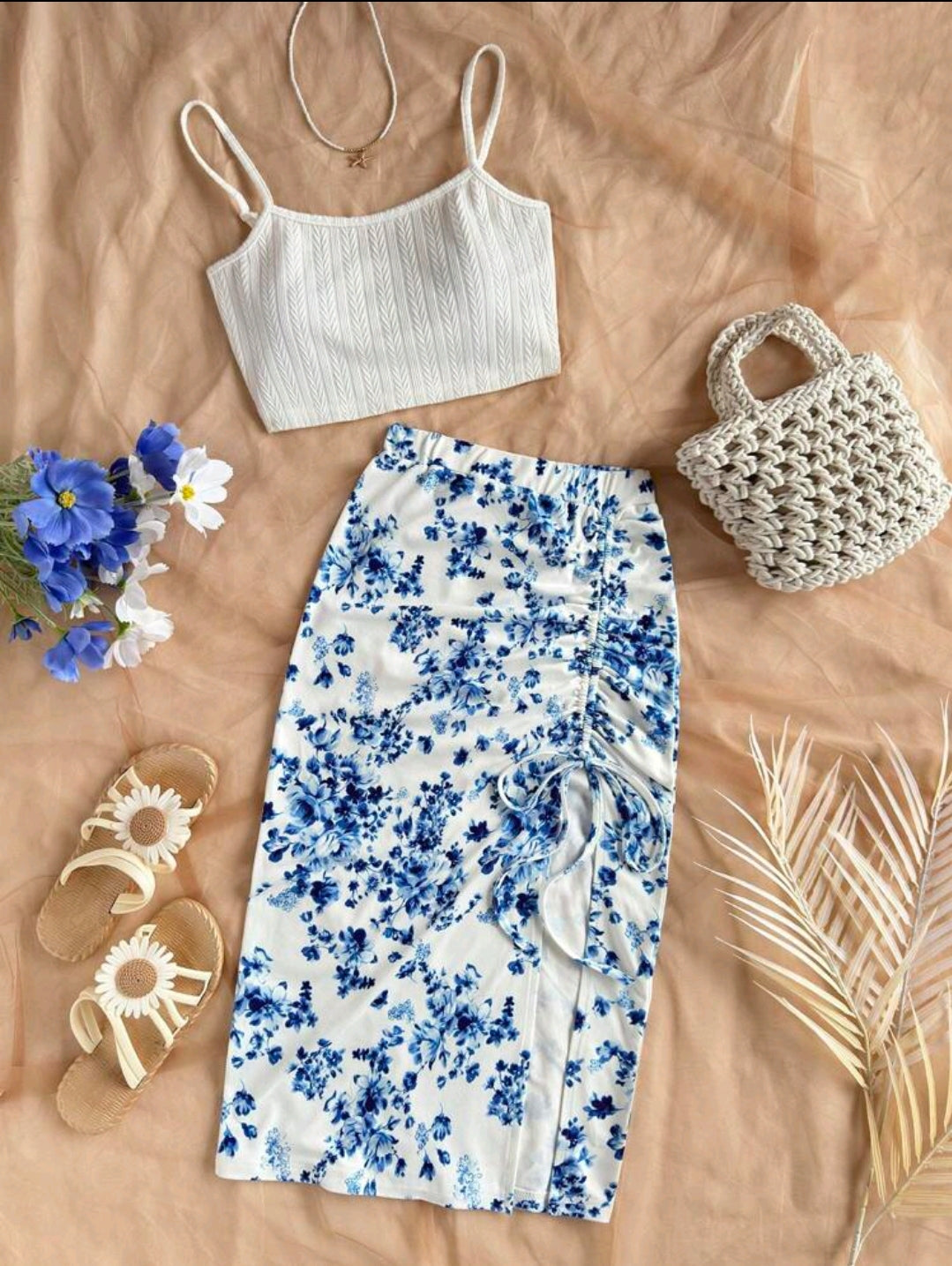 Crop Top And Long Skirt Co Ord Set