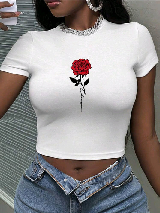 Cropped Rose Tshirt