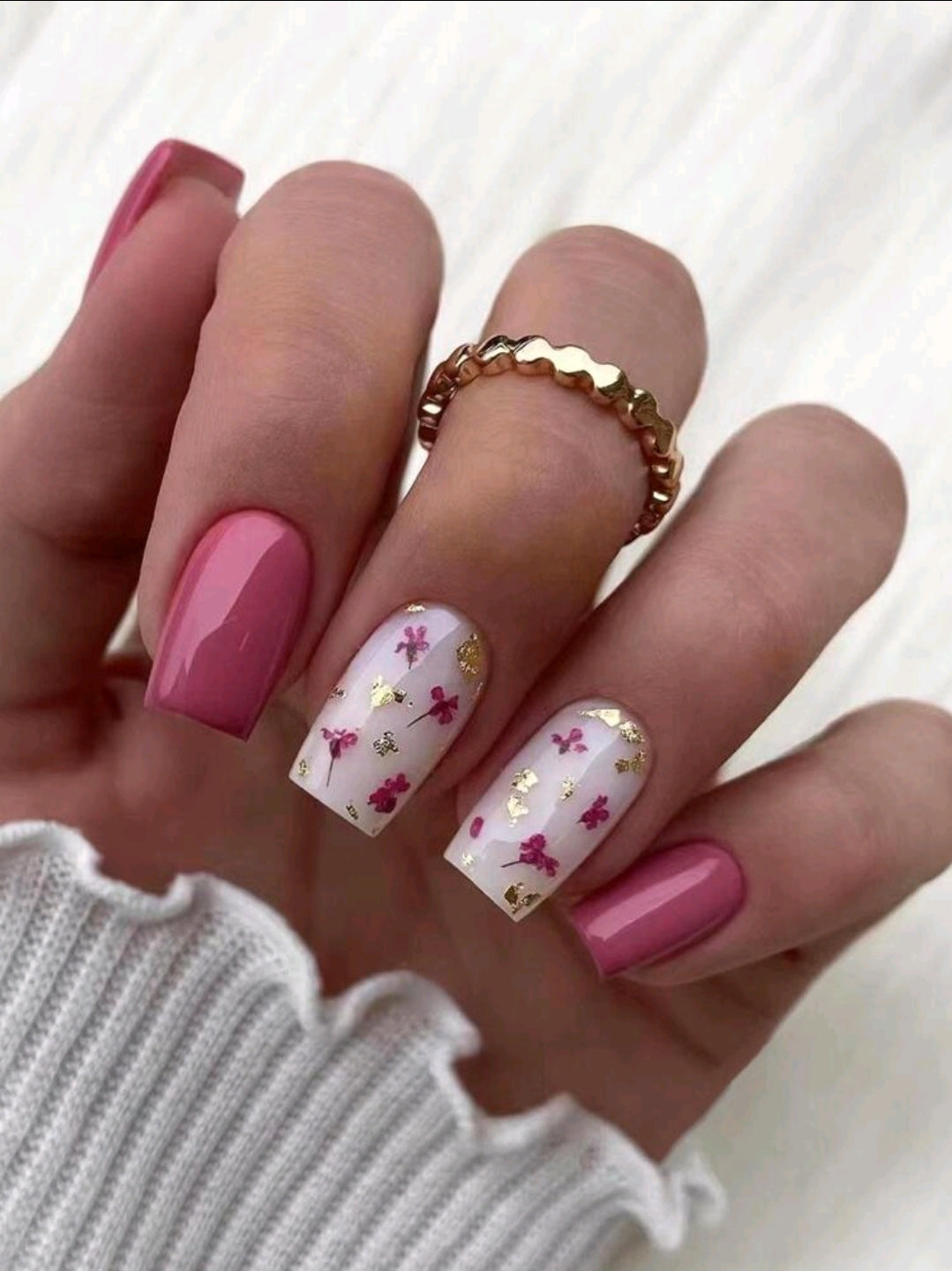 Pink Floral Nails