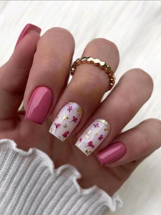 Pink Floral Nails