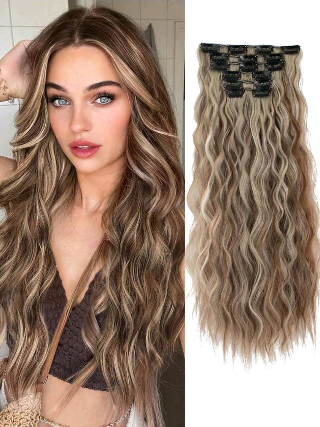 Beach Waves 22 inch Clip In Extensions
