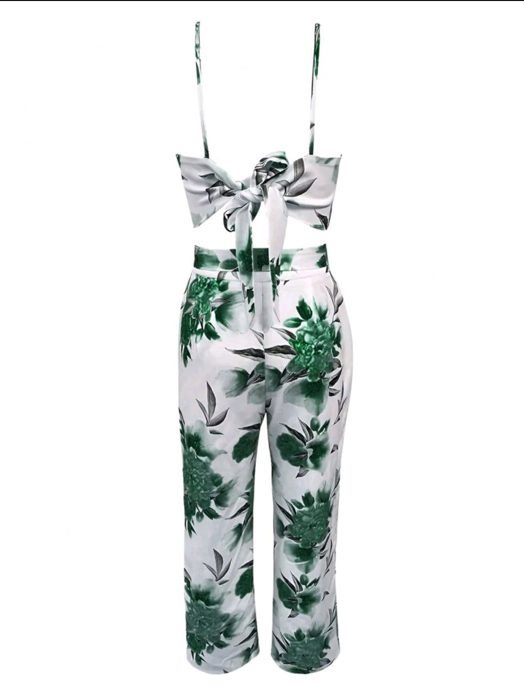 Floral Print Cami Crop and Bottoms Set