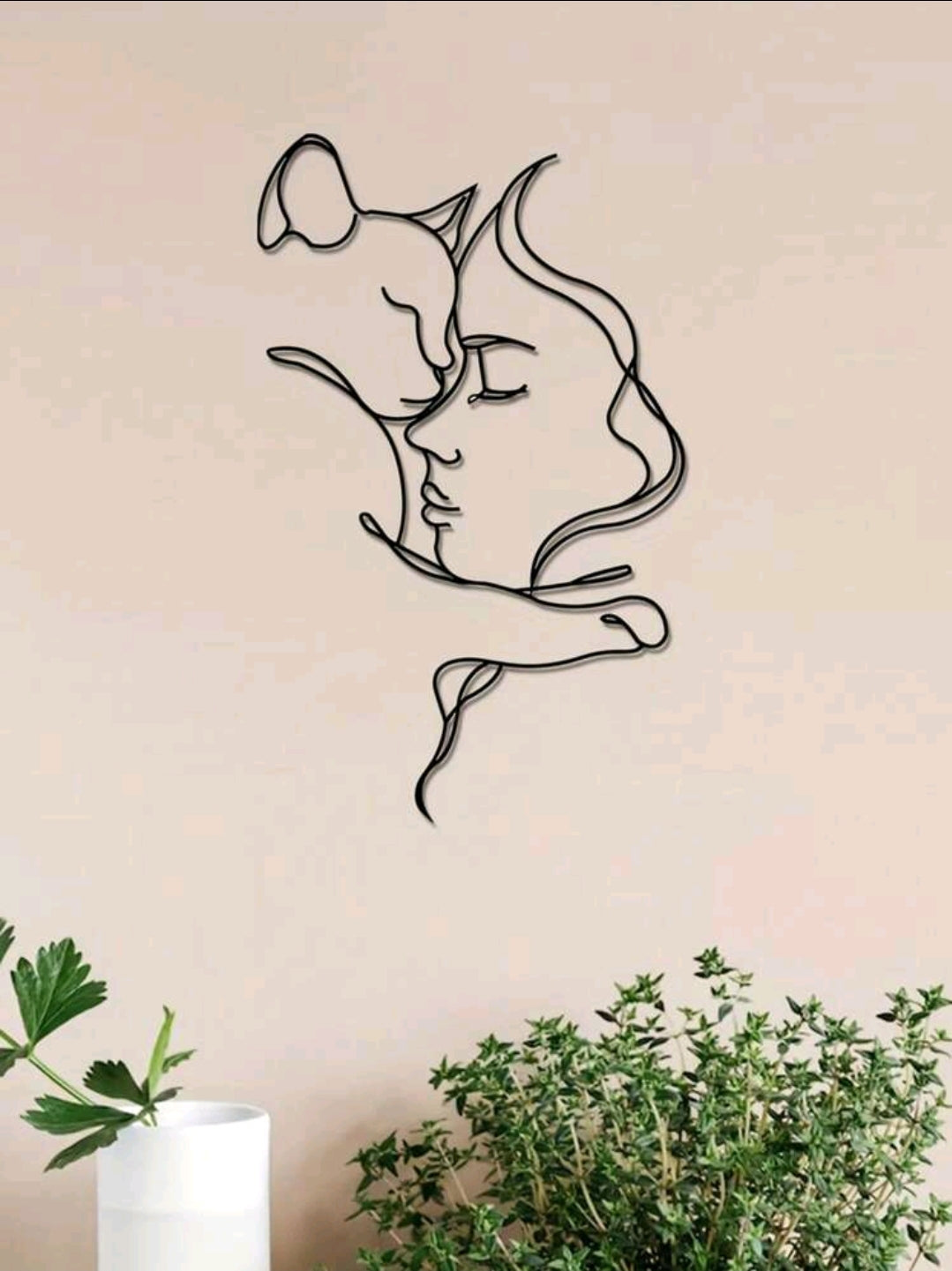 Cat and Woman Metal Wall Decor