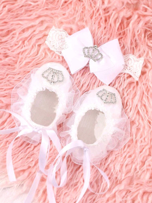 Baby Girl Baptism Shoes and Bow