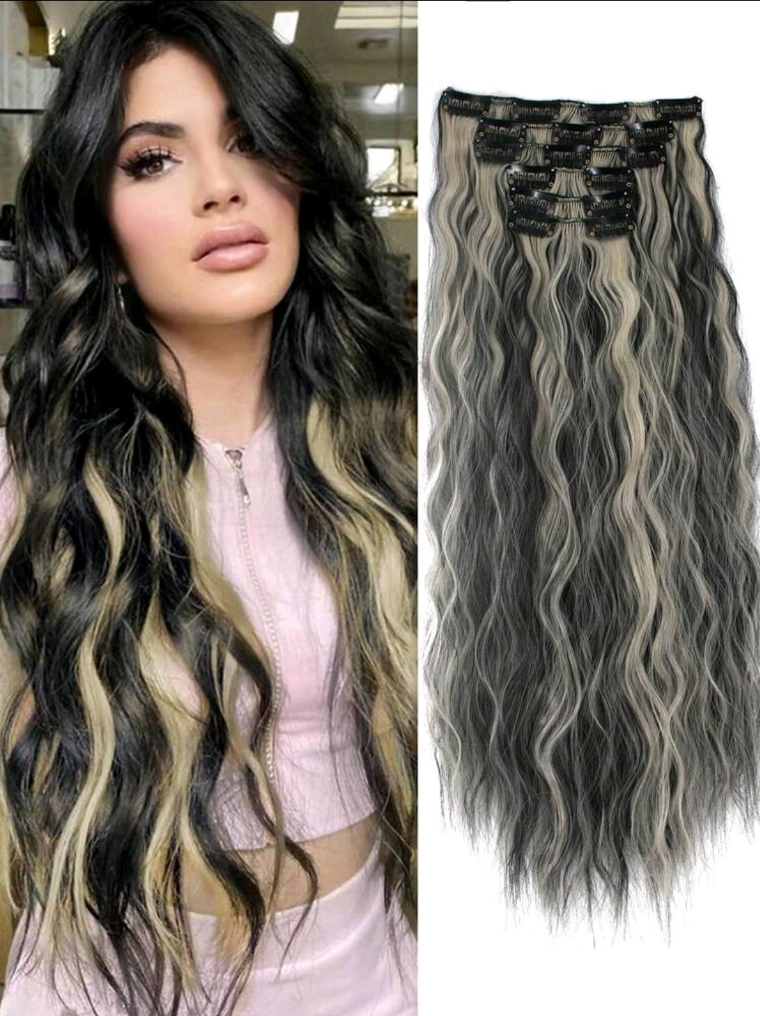 Beach Waves 22 inch Clip In Extensions