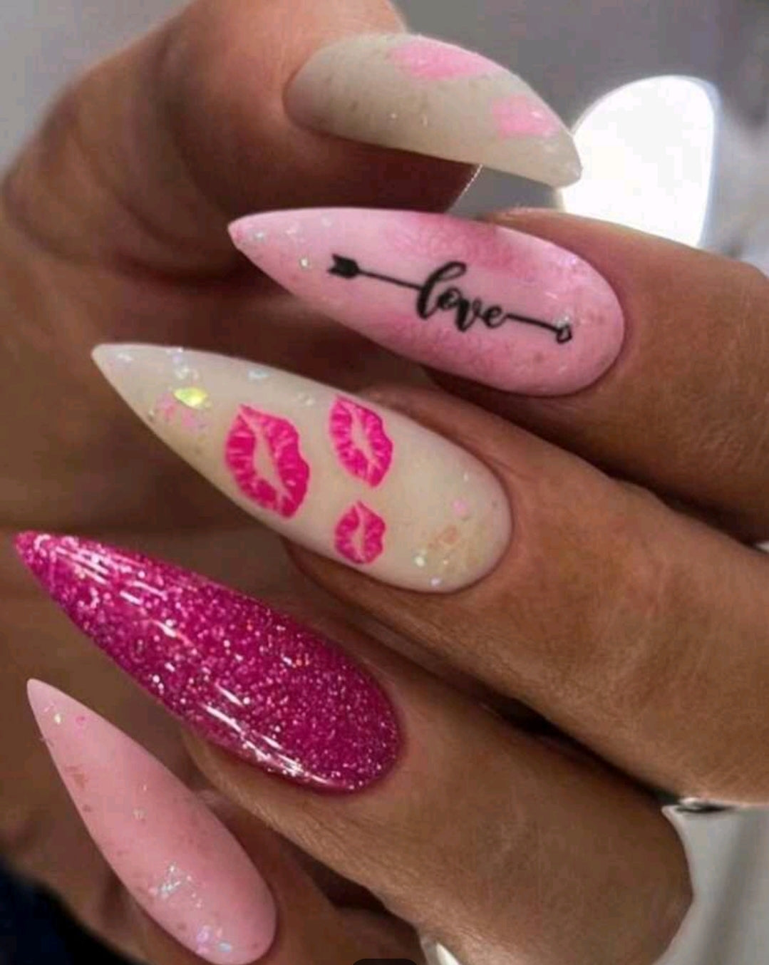 Love Pink Long Nails