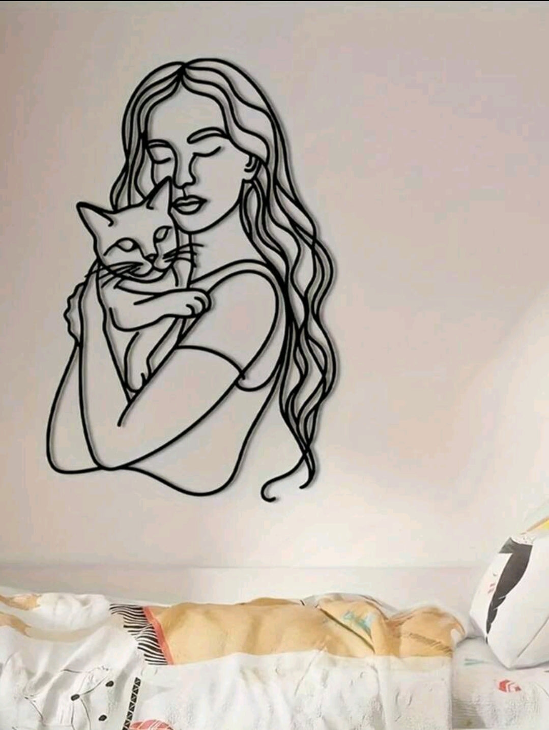 Cat and Woman Metal Wall Decor