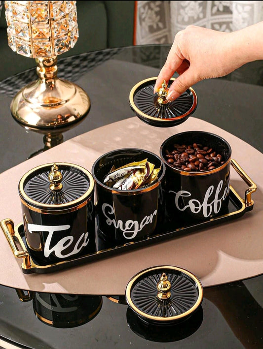 Tea Coffee Sugar and Plate Set