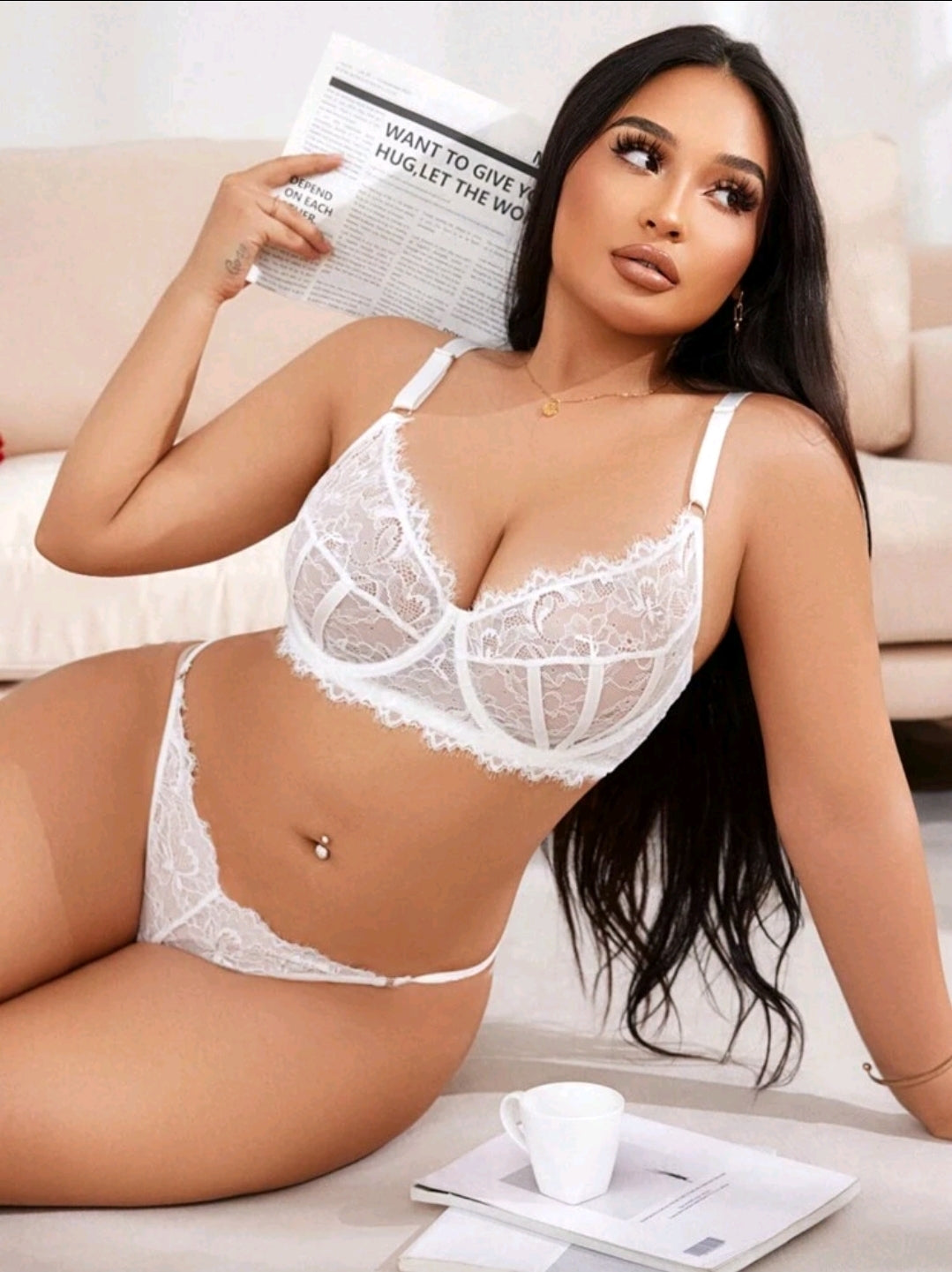 Curve White Lace Set