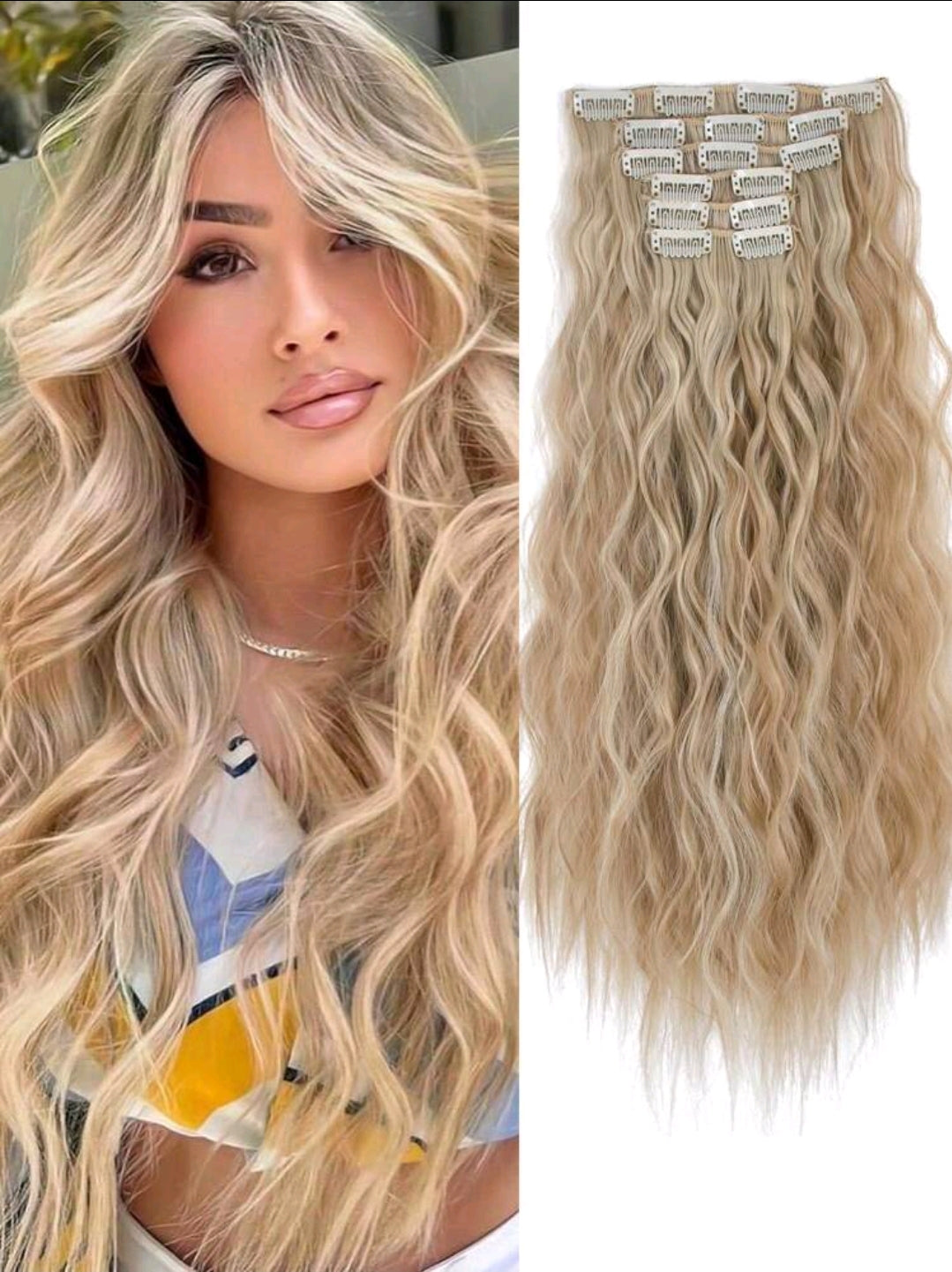 Beach Waves 22 inch Clip In Extensions