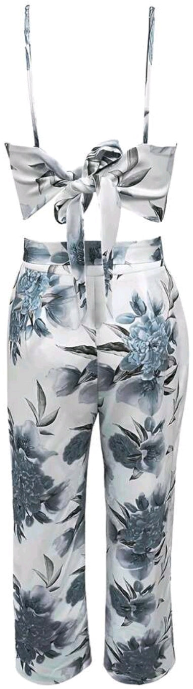 Floral Print Cami Crop and Bottoms Set